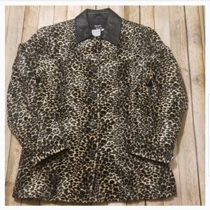 DENNIS BASSO FAUX FUR ANIMAL PRINT JACKET